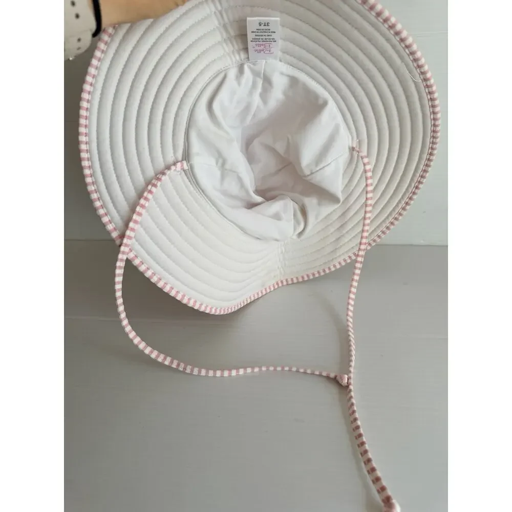 Ruffle Butts Rugged Butts Pink/White Child Sun Protective Hat Size 3T-5